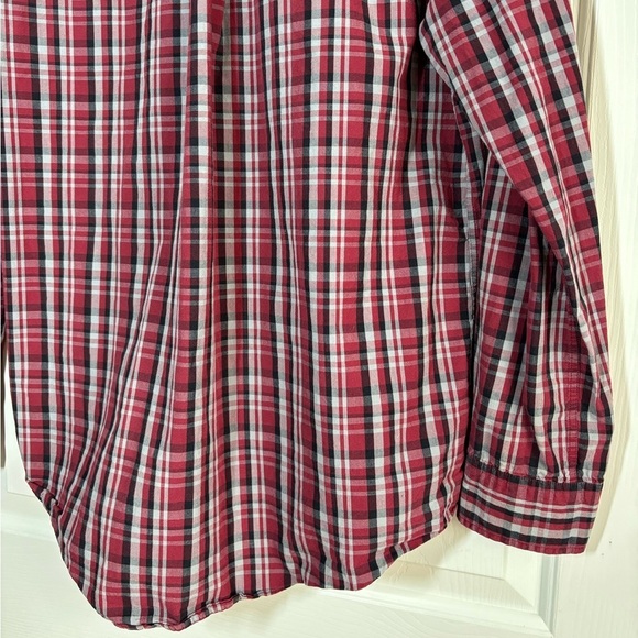 Vintage Timberland Shirt Men's Medium Button Up Red Black Plaid Cotton Western - Picture 8 of 11